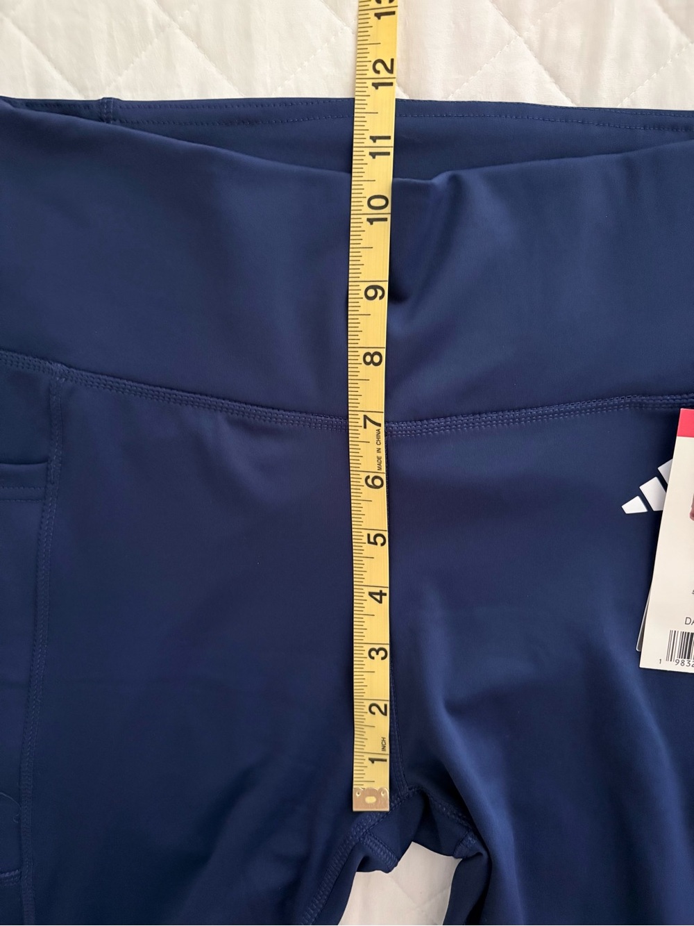 Adidas Dark Blue High Rise 7/8 Training Leggings Size M with Pocket - Picture 11 of 12